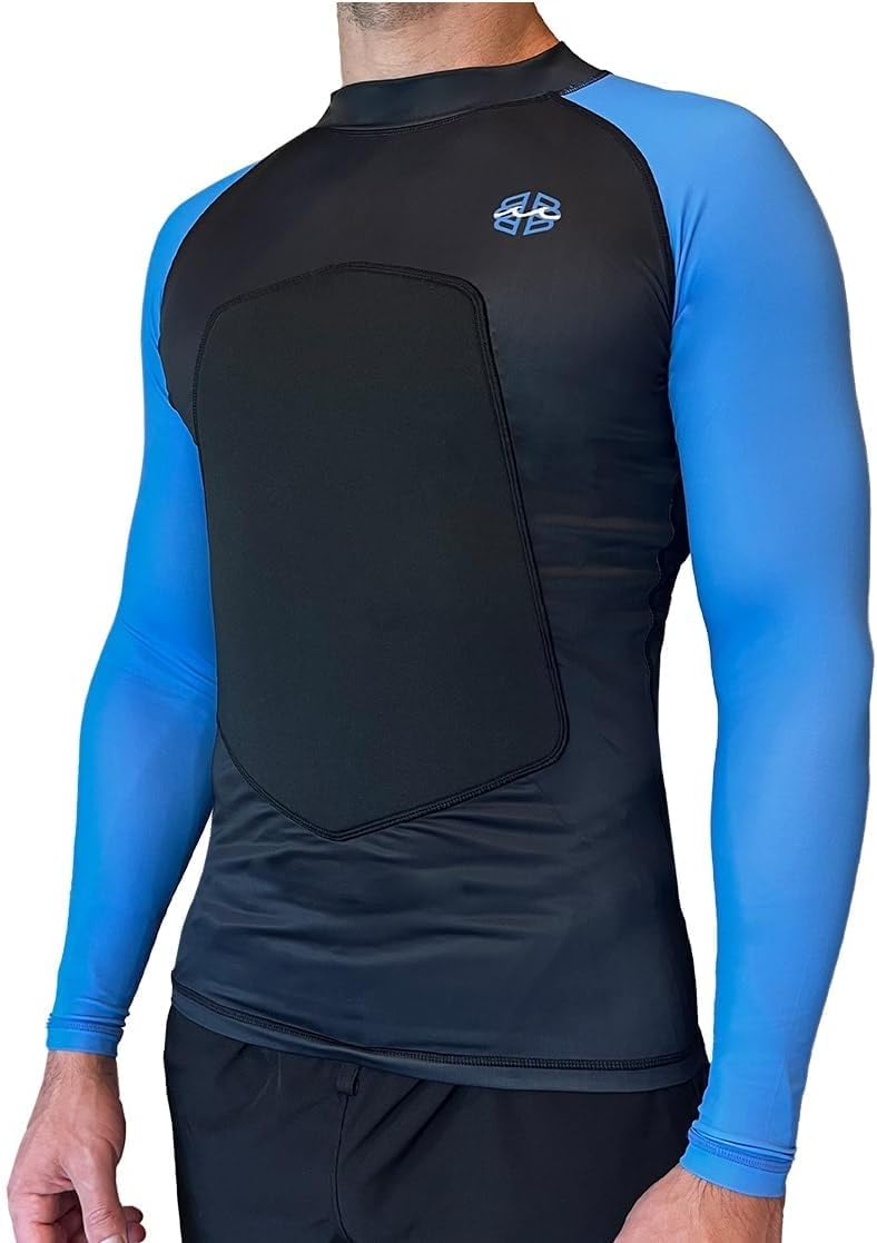Ribby SPF 50+ 5mm Padded Rash Guard, Black and Blue - Image 1